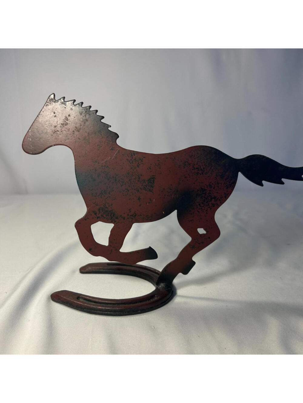 Vintage Horse Silhouette Sculpture Diamond O Pony Horseshoe Western Rustic Decor